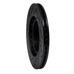 Infiniti G35 Brake Rotor (1) - Front Right - R1 Concepts - Drilled & Slotted - Black - `03-`05